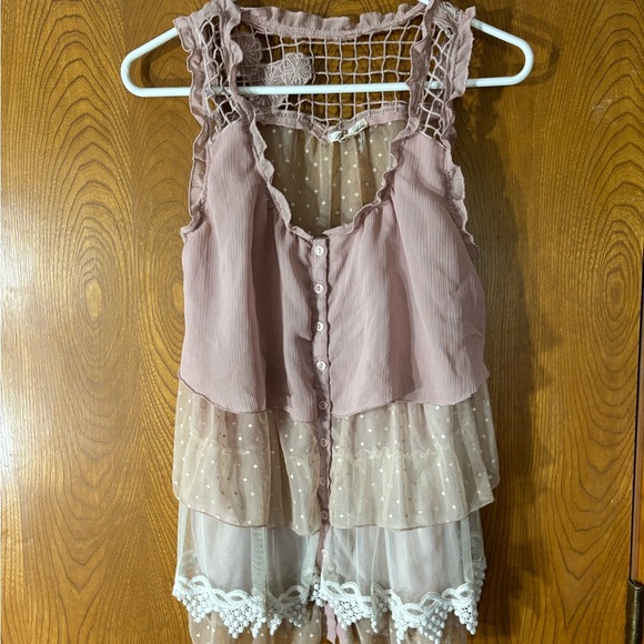Marineblu Mauve and Beige Layered Sleeveless Blouse - Picture 1 of 6